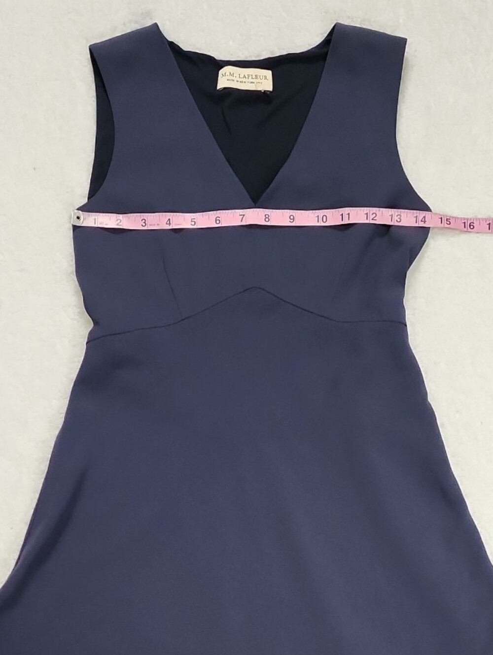 M.M. Lafleur Navy Sleevless V-Neck Midi Dress With Pockets - Picture 2 of 7